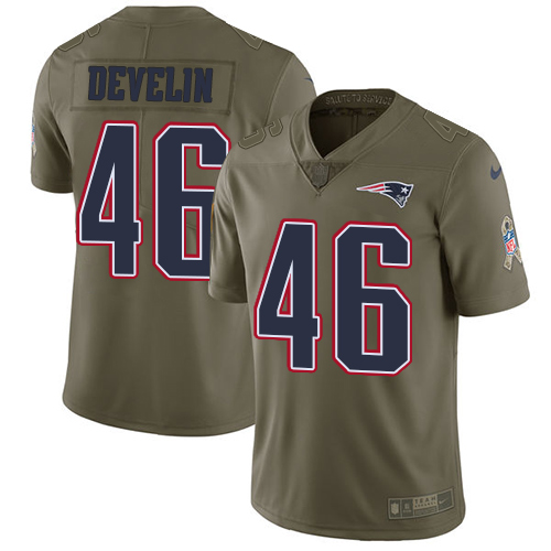 Nike Patriots #46 James Develin Olive Men's Stitched NFL Limited Salute To Service Jersey - Click Image to Close